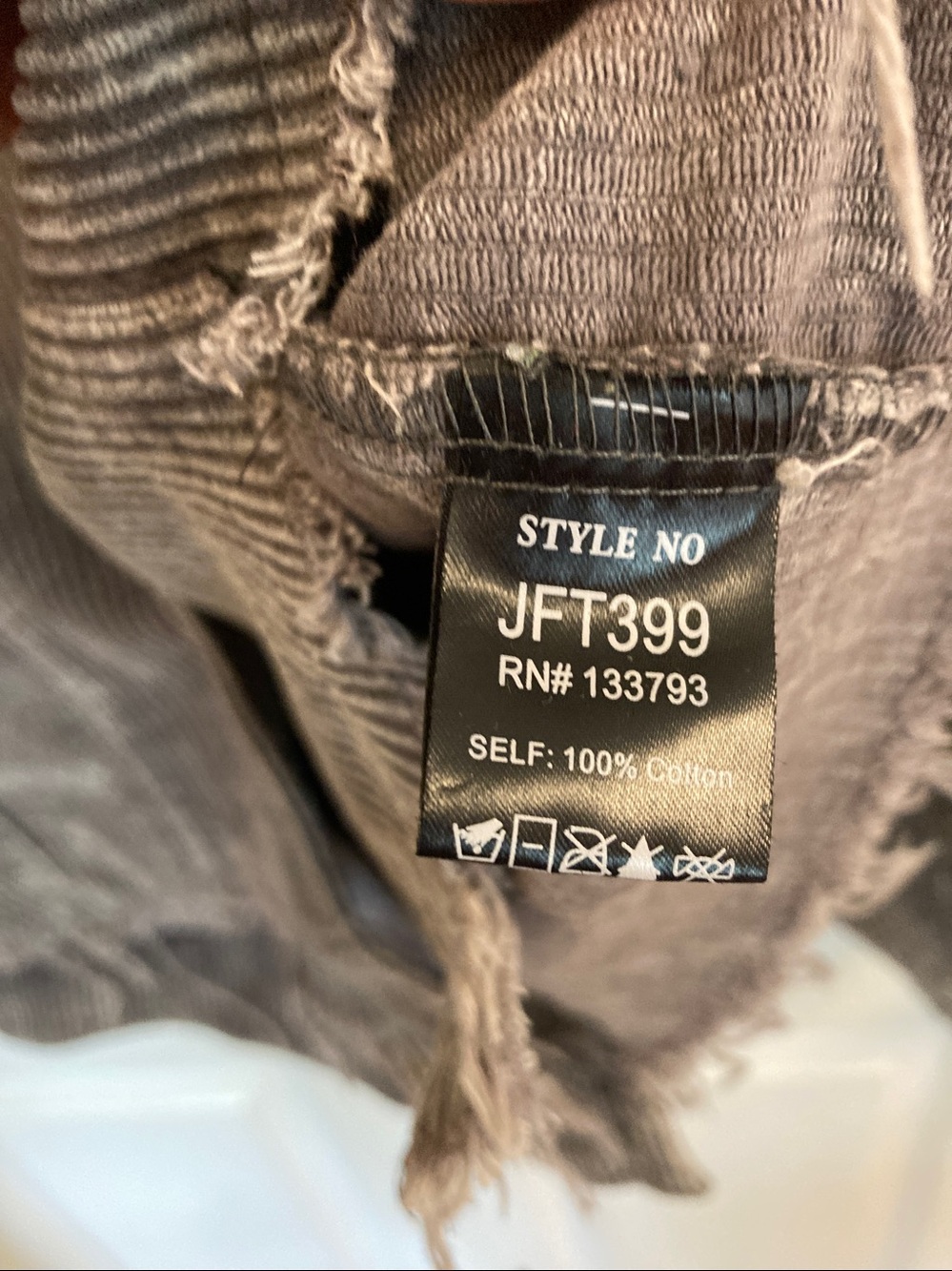POL Cropped Corduroy Distressed Jacket in Taupe Gray - Picture 3 of 9